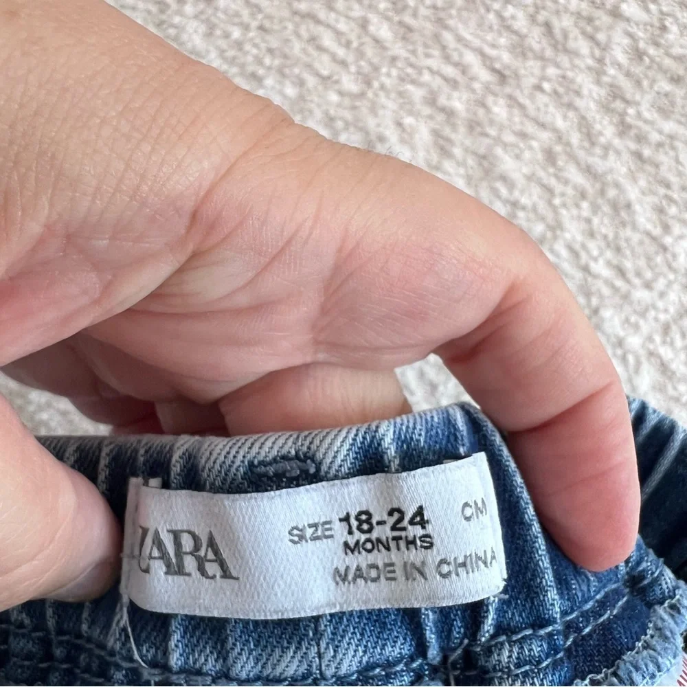 Zara Infant Soft Stretch Blue‎ Denim Elastic Waist Jeans Size 18-24 Months